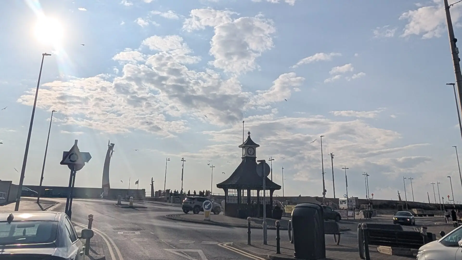 Cleveleys seafront and clock shelter on the promenade